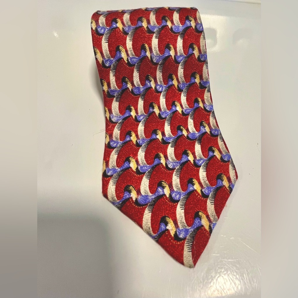 Robert Talbott Studio Classic Vintage Chic Print Necktie, Red + vibrant pattern.